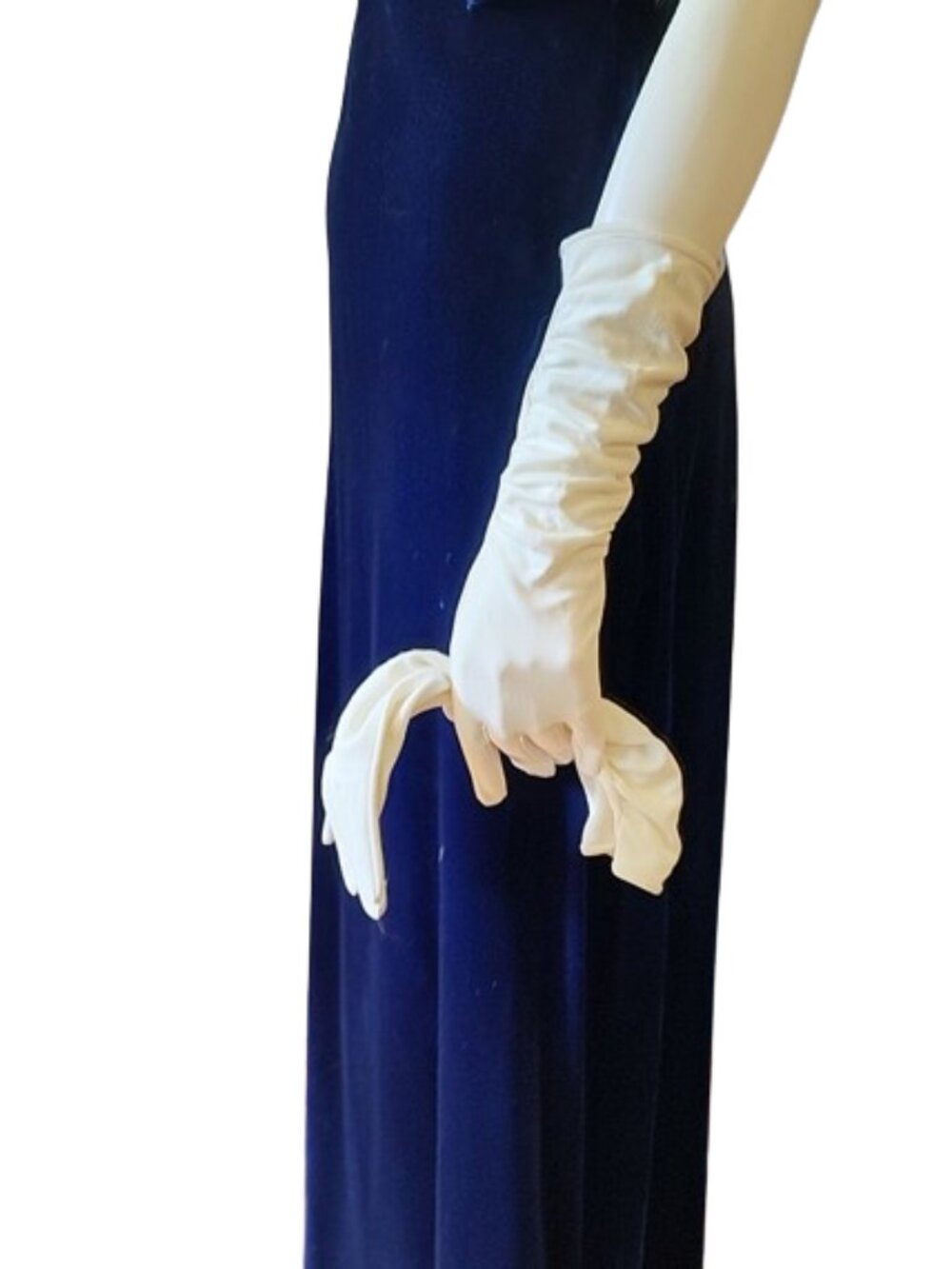 1950s True Vintage Off White Cream Long Fabric Gathered Evening Gloves 7